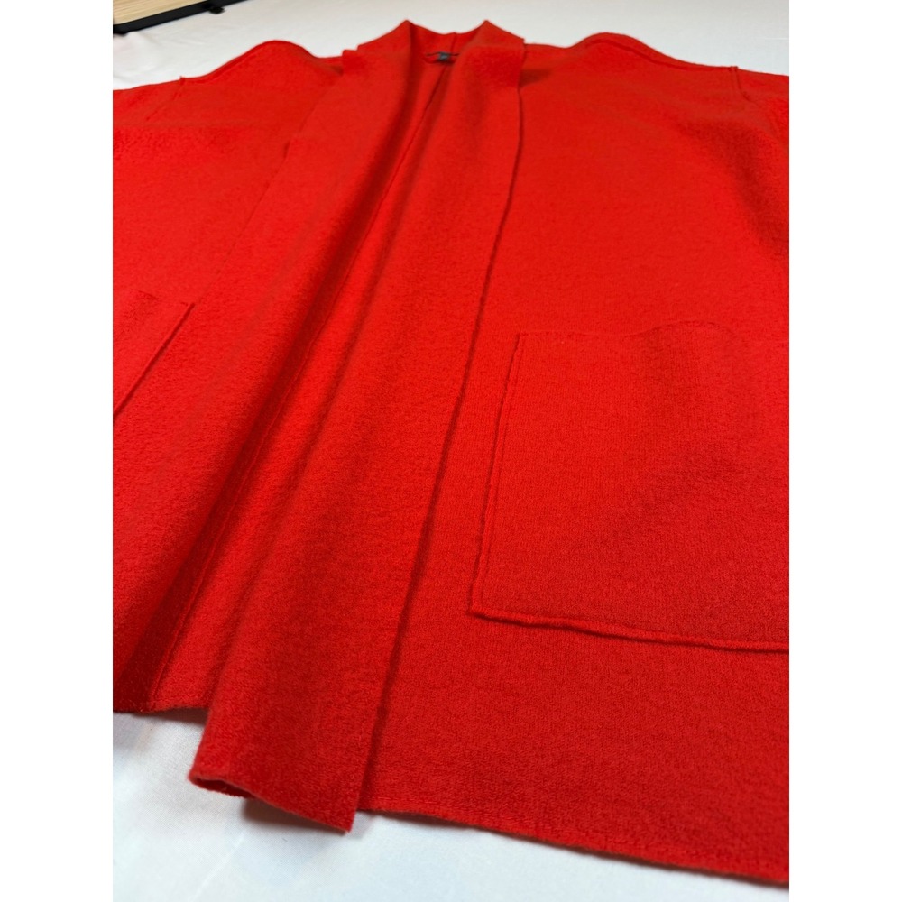 Eileen Fisher Woman Red Boiled Wool Open Front Cardigan Sweater 1X Shawl Collar - Picture 4 of 9